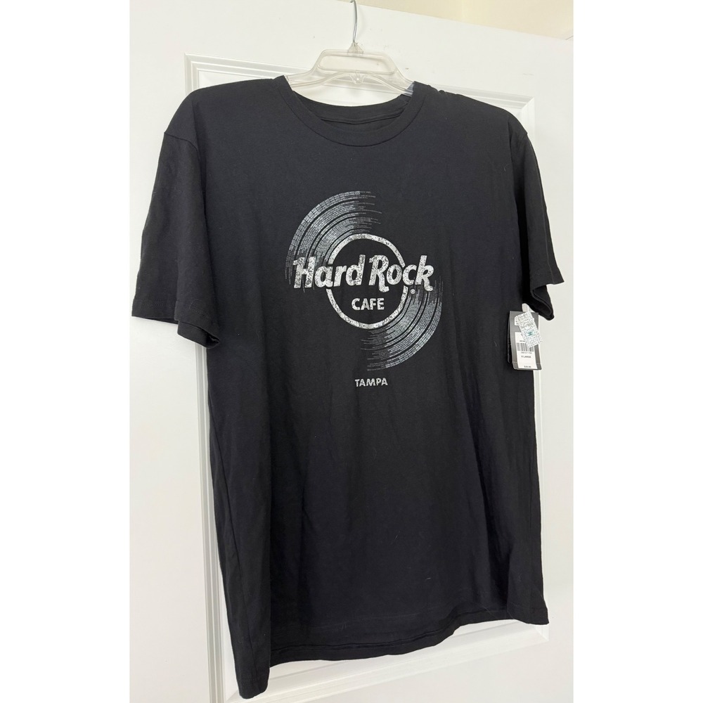 Hard Rock Cafe Tampa Mens XL Black Vinyl Record Graphic T-Shirt NWT
